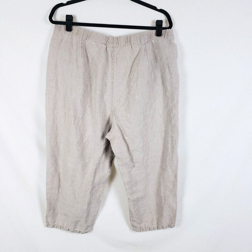 J. Jill Euro Summer Coastal Linen Capri Pants Womens L Petite Beige Lagom - Picture 3 of 7